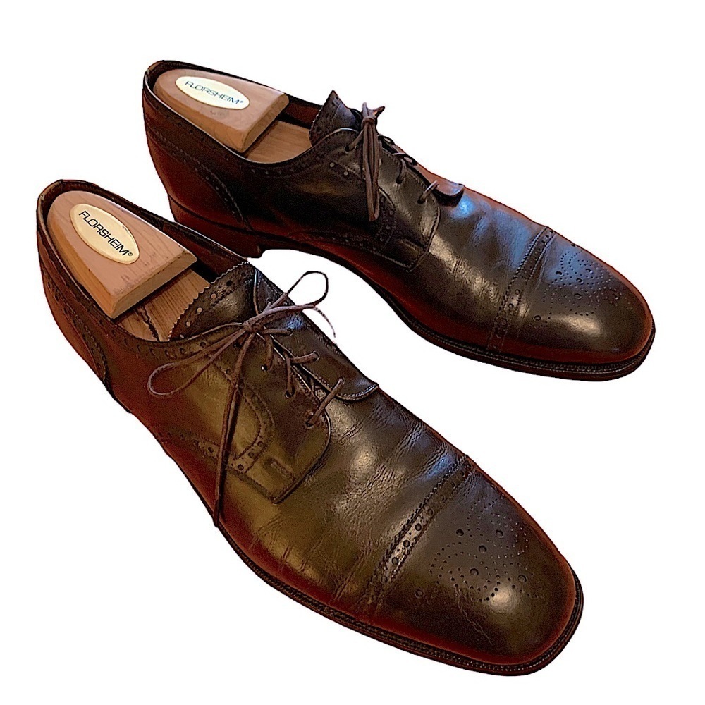 ALAN McAfee for Neiman Marcus Vintage Dark Brown Leather Brogue Size 10 A